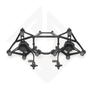 Structure complexe noire en matériau technique.