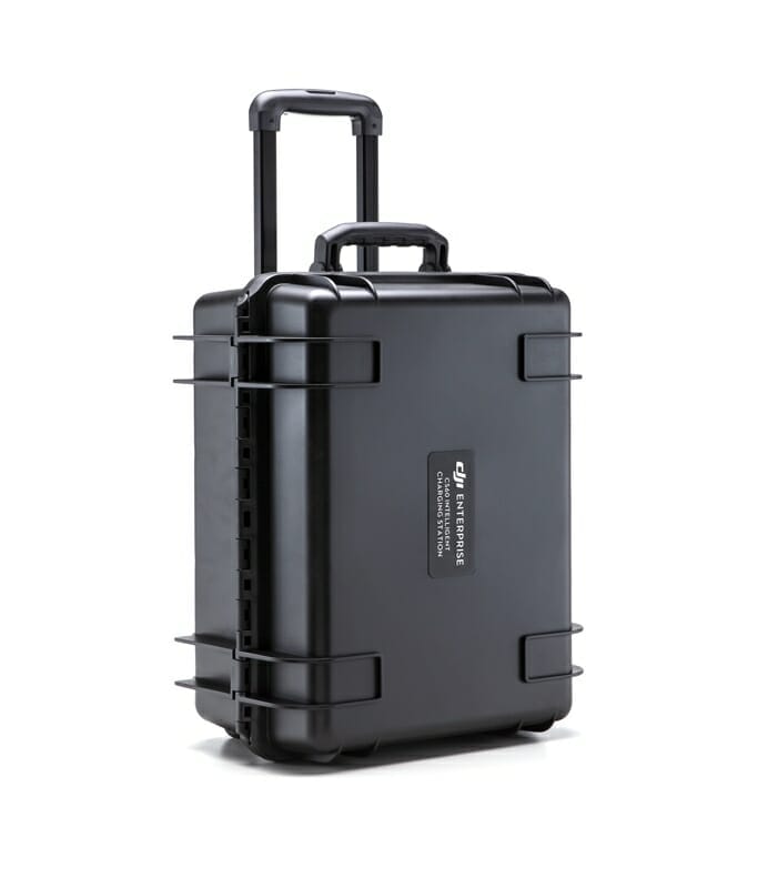 Valise noire de transport pour le drone DJI Matrice 300 RTK avec roulettes et poignée.