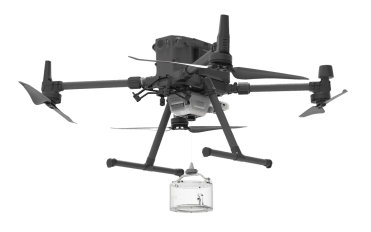 Speedip V2+ sous un DJI Matrice 350 RTK avec contenant de 1,1 L