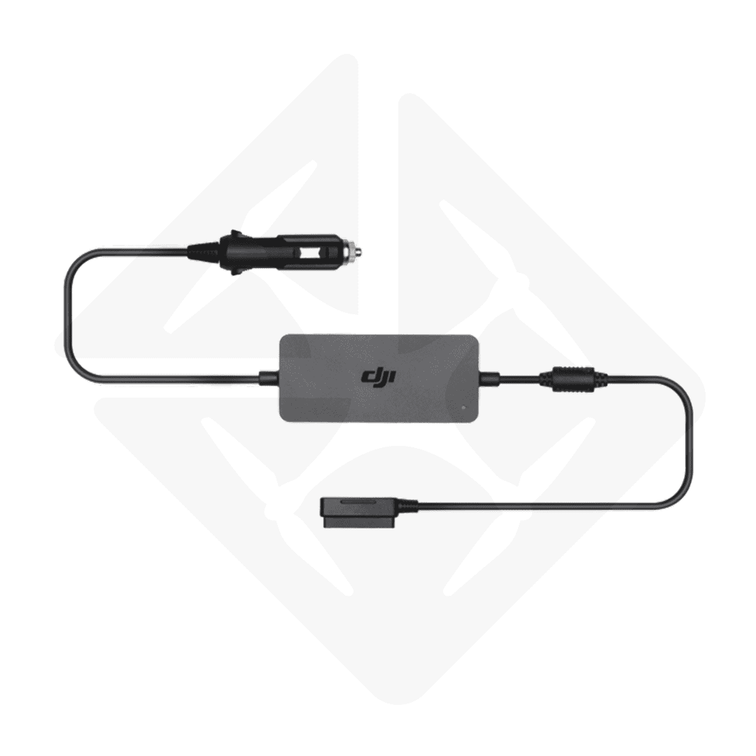 Chargeur auto pour drone avec deux câbles.
