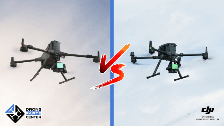 Comparaison de deux drones en vol.