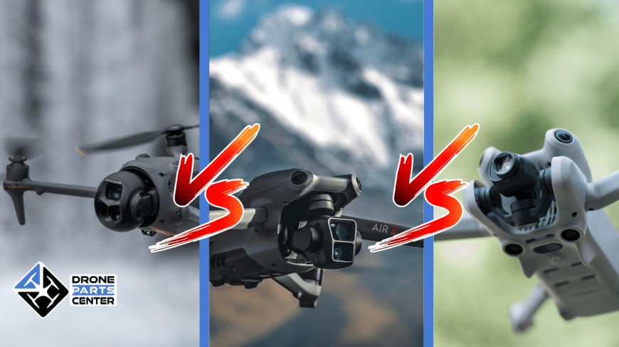 Comparison of three different drones outdoors.