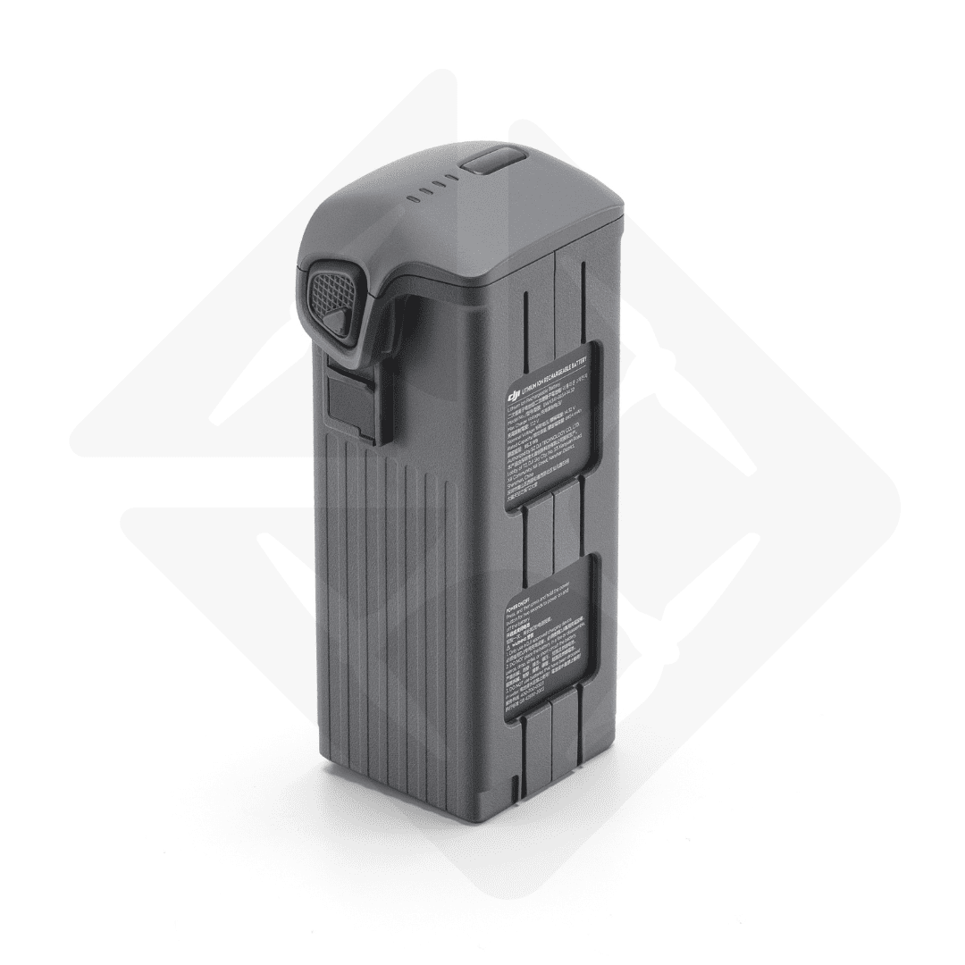 Graue Drohnenbatterie in vertikaler Position.