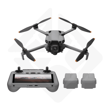 Drone avec télécommande et deux batteries supplémentaires.