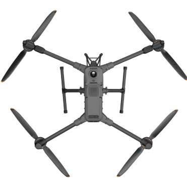 Aerial view of a black drone