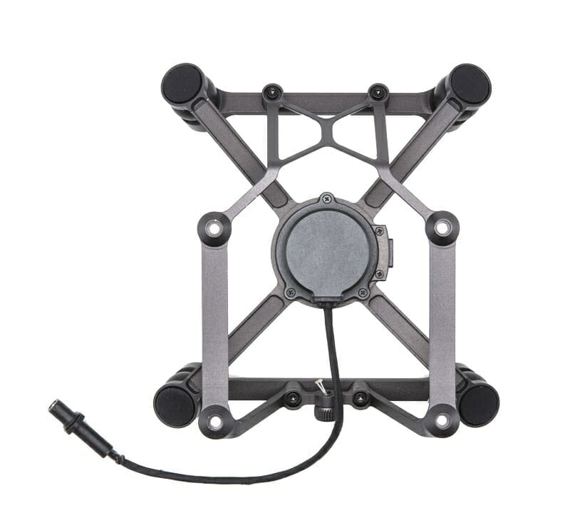 Metal top gimbal connector for DJI Matrice 300 RTK drone with a cable attached.
