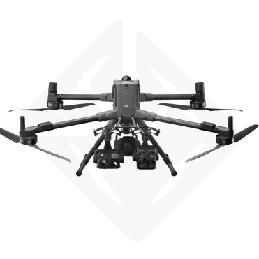 Professionele drone met camera's, van voren gezien.