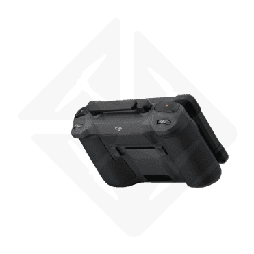 Télécommande noire pour drone DJI vue de dos.
