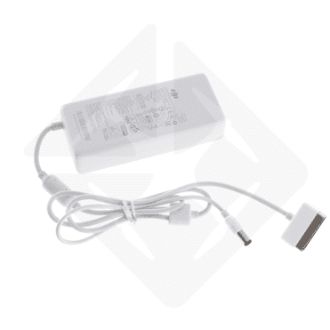 Chargeur blanc avec câble et connecteur.