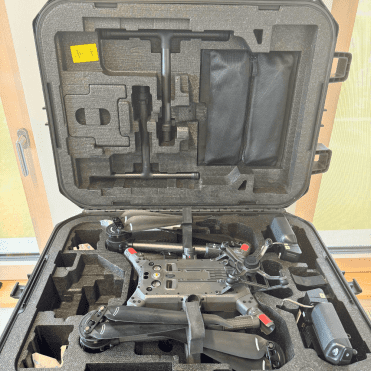 Carrying case open with the DJI Matrice 300 RTK folded