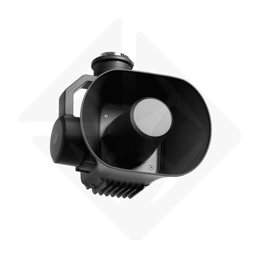 DJI black aerial camera with circular lens.