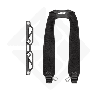Support noir et sangle pour sac ou équipement.