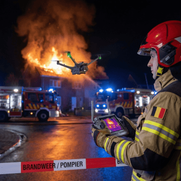 Pompier utilise un drone pour un incendie