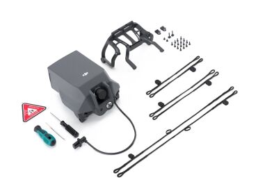 Elements du kit parachute DJI AP100 : module, suspentes et accessoires