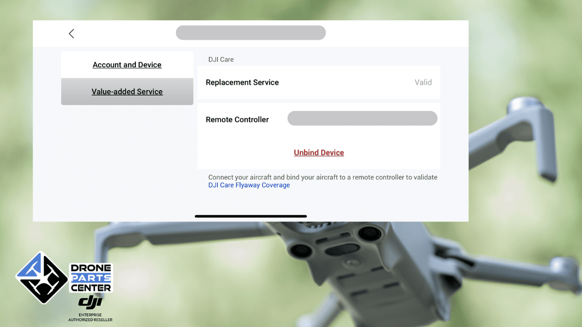 DJI Care Service Management-interface