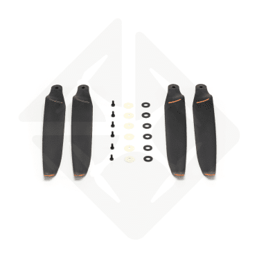Ensemble d'hélices de drone avec accessoires noirs.