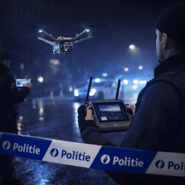 Polizeidrohne, die nachts fliegt