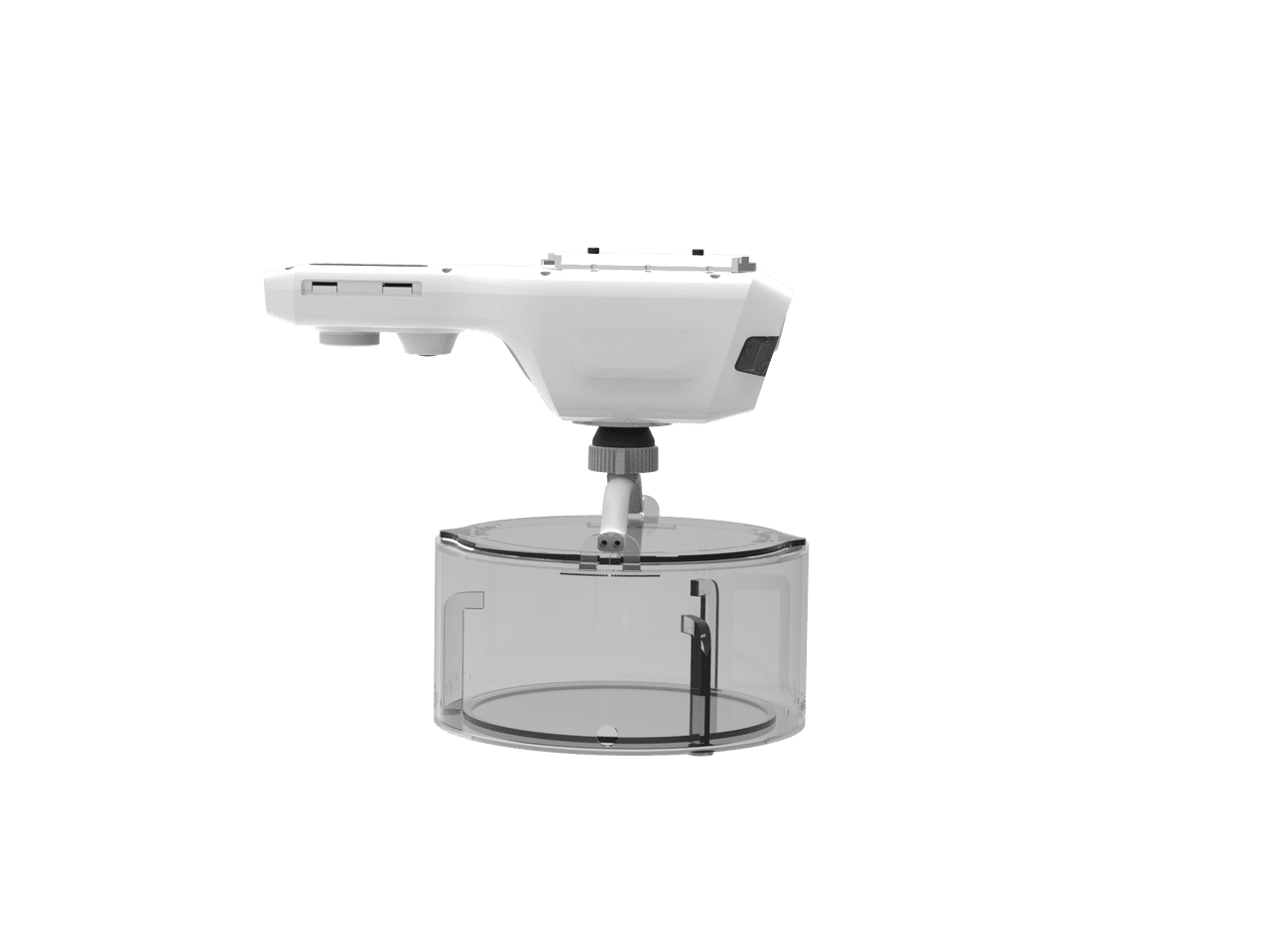 White machine on a clear container